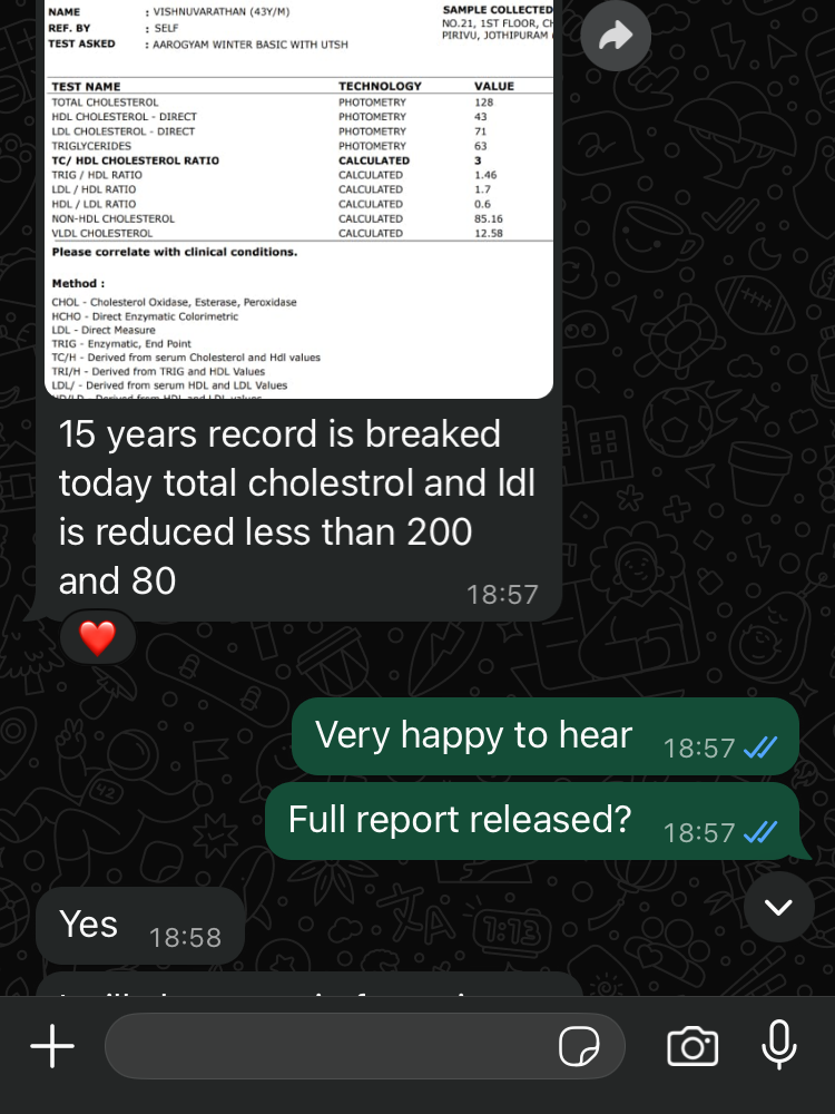 Vishnu blood report screenshot