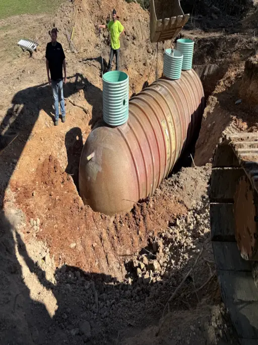 Advanced Septic & Pumping installation equipment on site