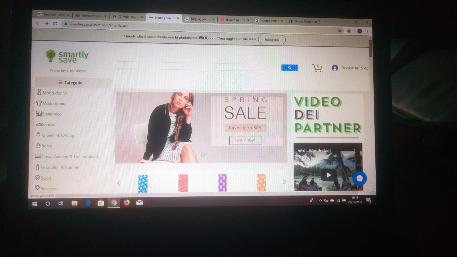 Primo ecommerce su Wix