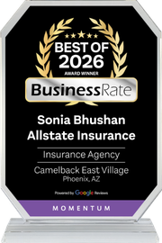 Best of 2026 BusinessRate Award Winner – Sonia Bhushan Allstate Insurance, Phoenix AZ
