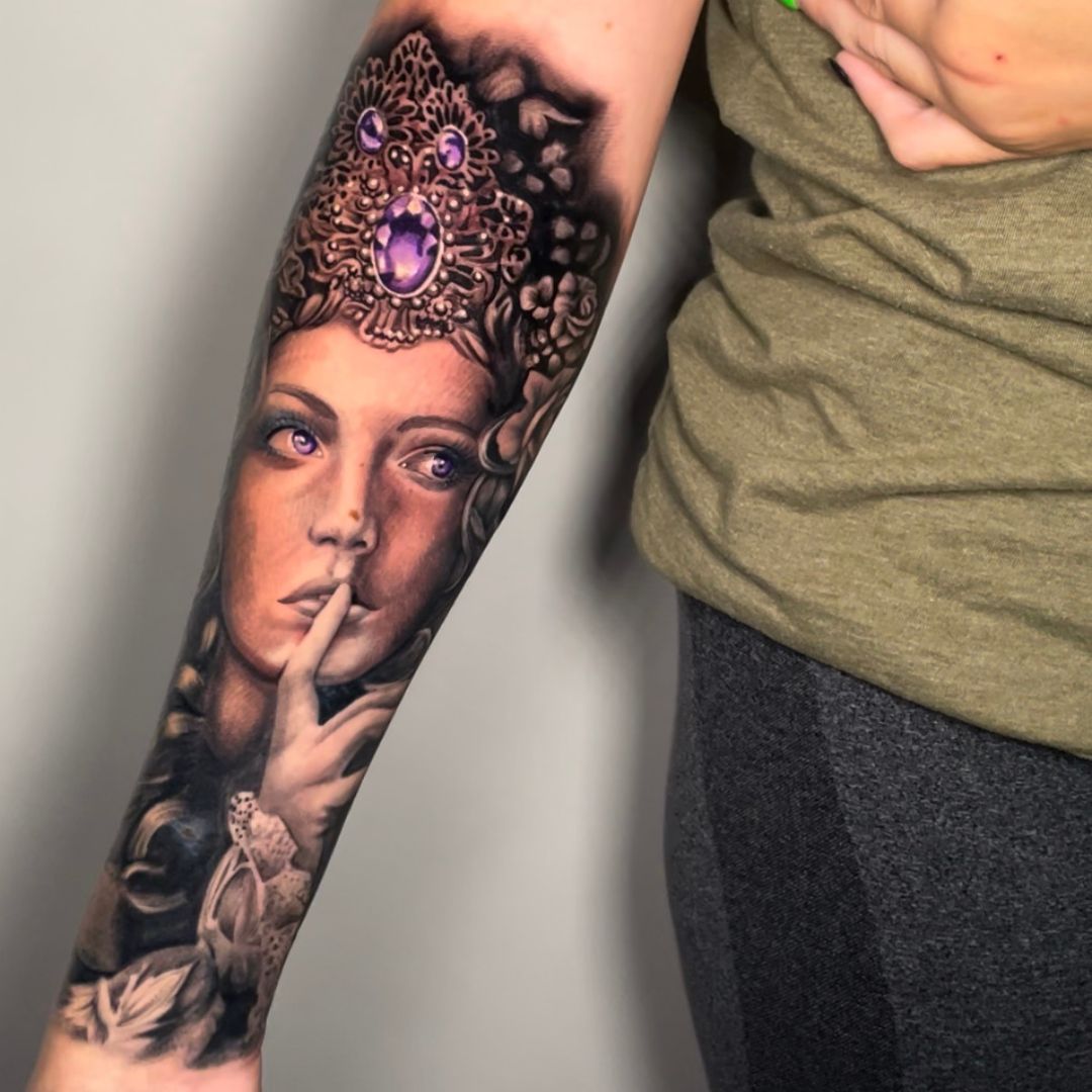 Color tattoo sleeve by 5 Venoms Custom Tattoo