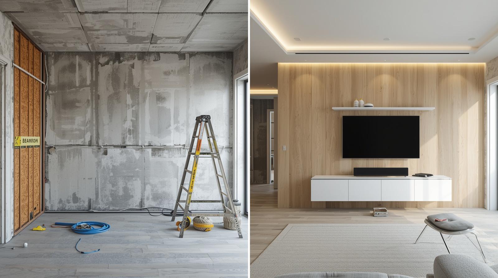 Commercial wall build-out and finished presentation wall