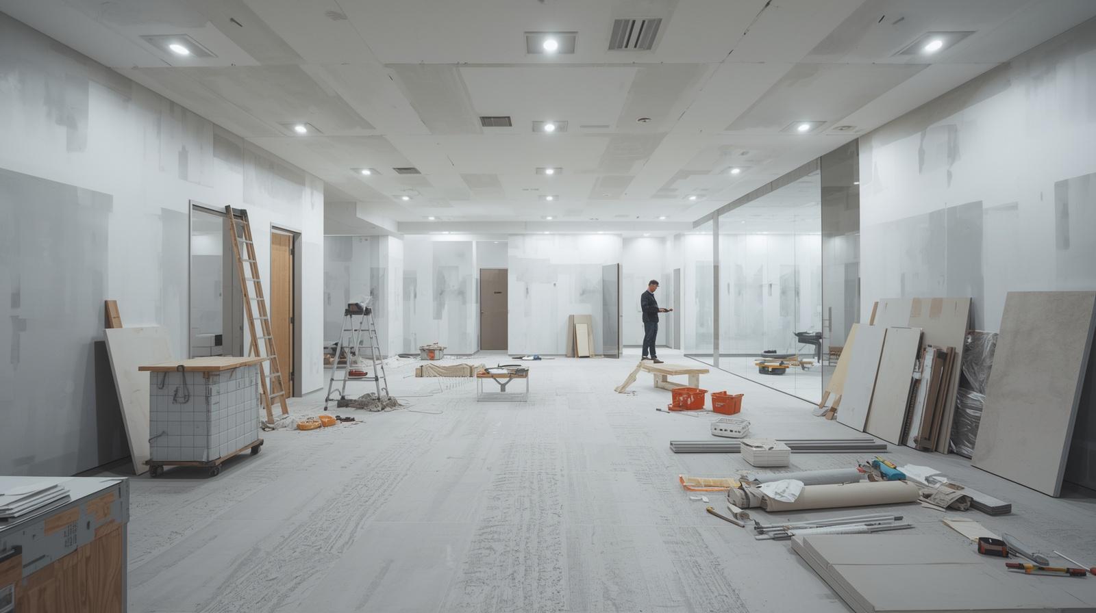 Commercial build-out oversight inside an advanced work stage