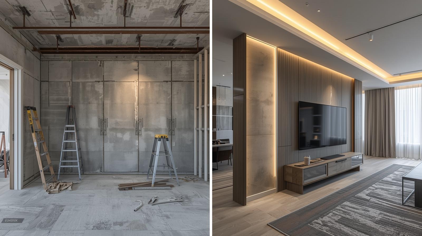 Commercial drywall installation and finished interior result