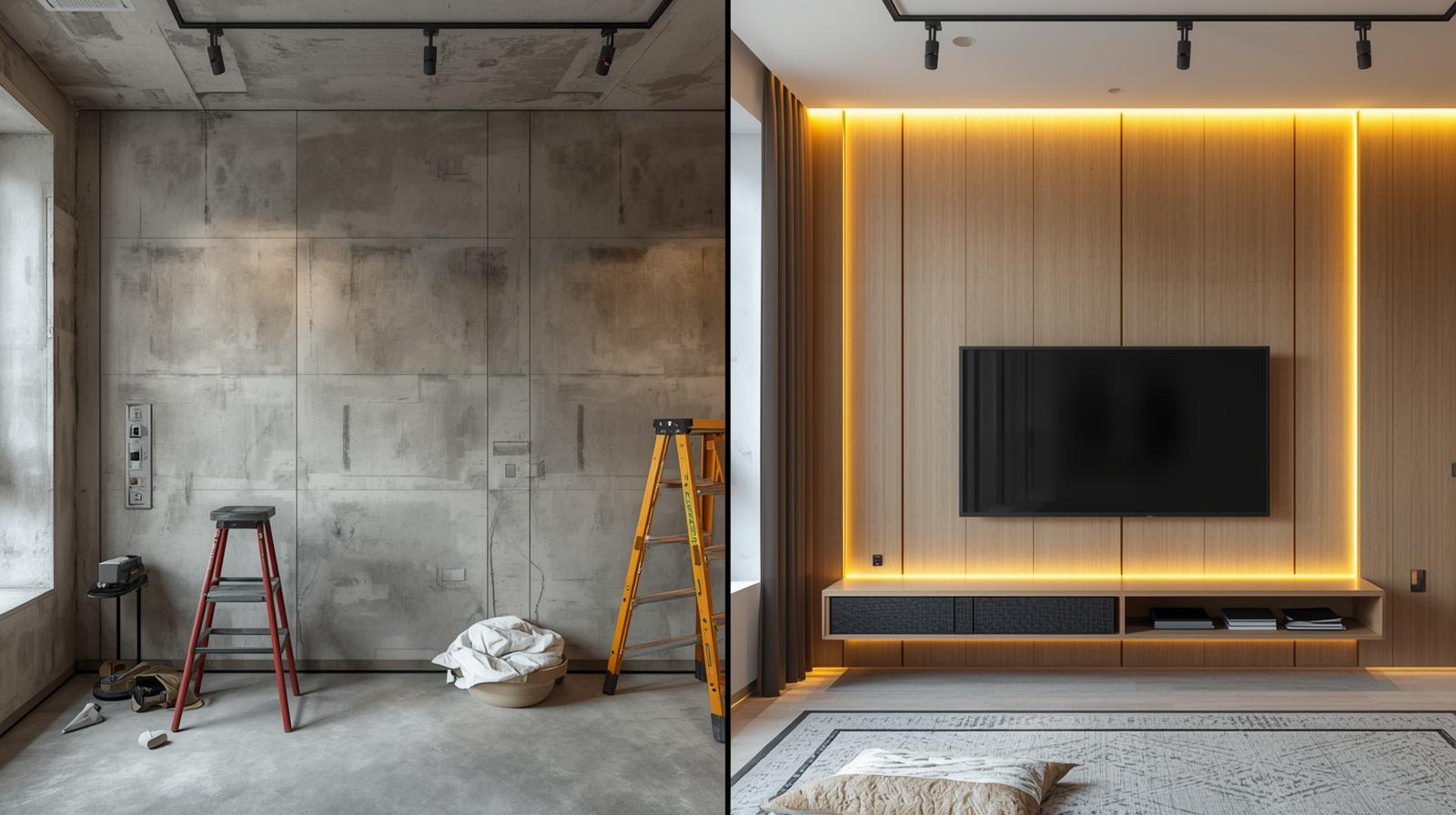 Commercial drywall transformation before and after