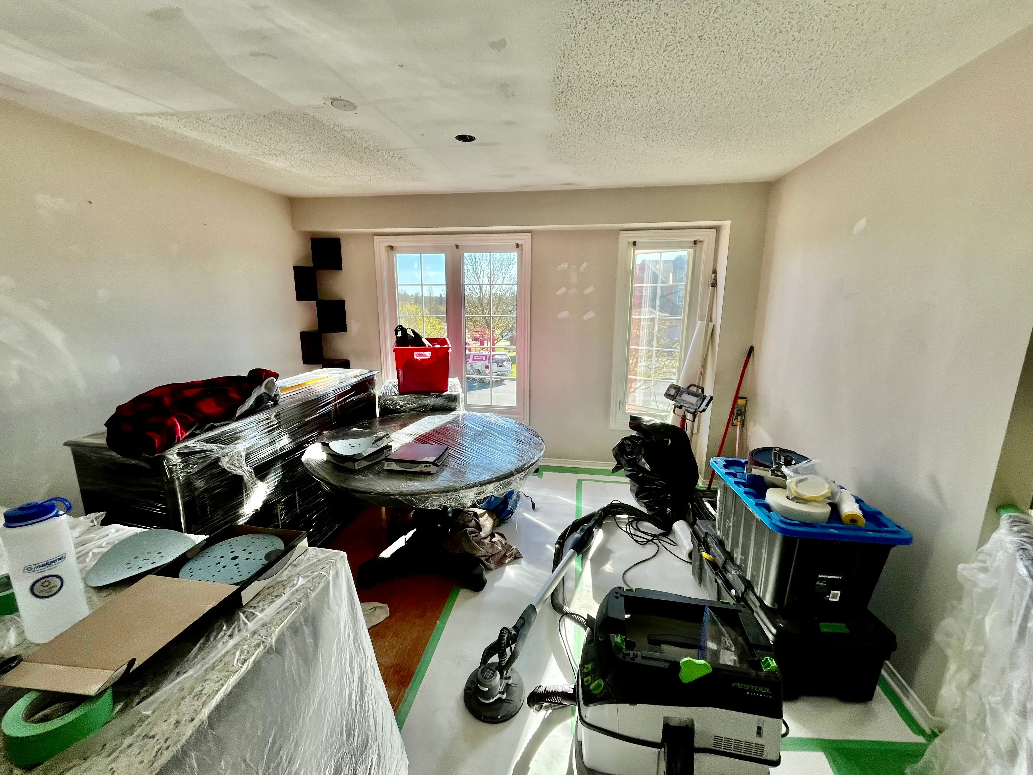 Popcorn ceiling removal before — Durham Region