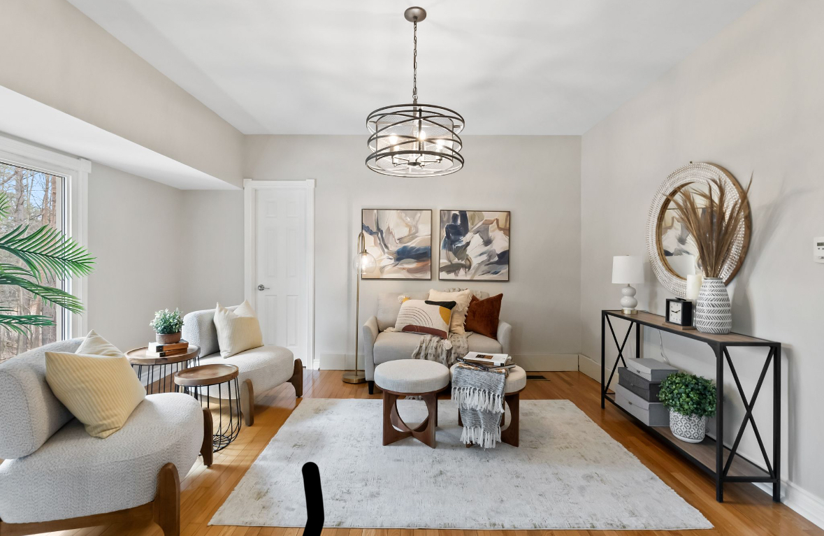 Staged living room after pre-sale paint Durham Region