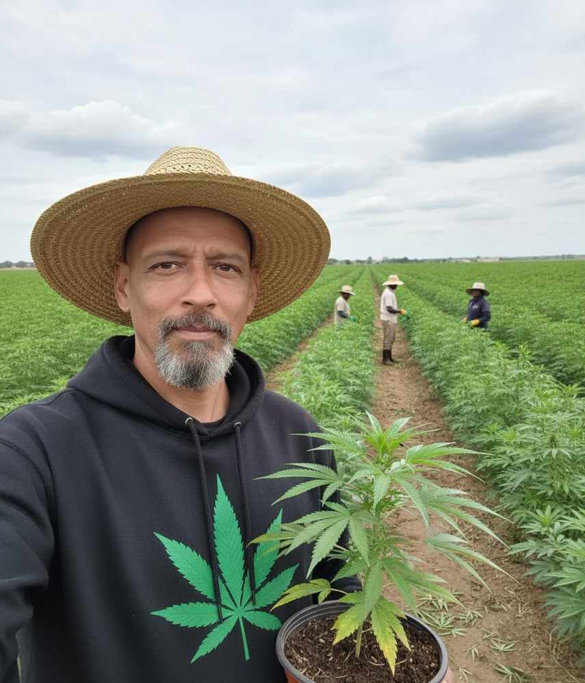Ben Sassman in the hemp field