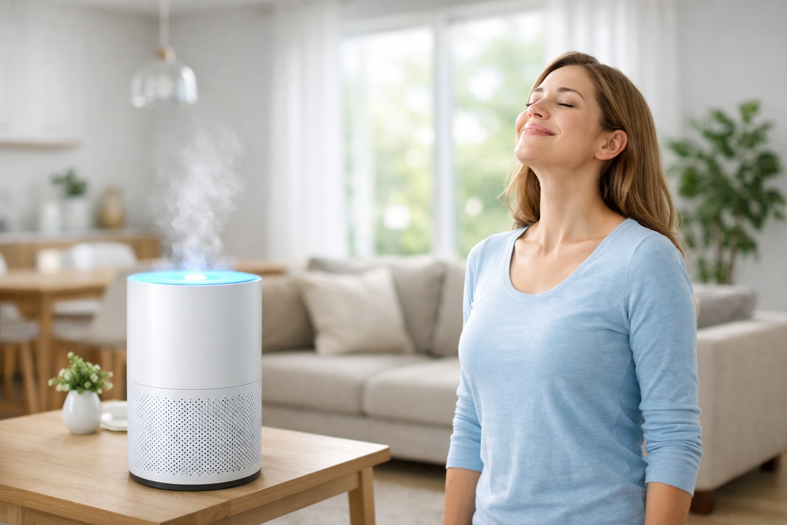 Home Owner enjoying indoor air quality due to hvac system upgrades by Advantage HVAC, Plumbing, and Electrical Home Owner enjoying indoor air quality due to hvac system upgrades by Advantage HVAC, Plumbing, and Electrical