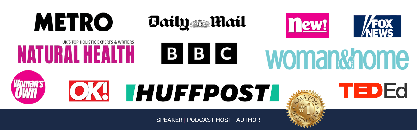 As seen in BBC, Huffpost, Daily Mail, Woman's Own, OK!, Metro, Fox News, Natural Health, Woman and Home, TED Ed and New magazine