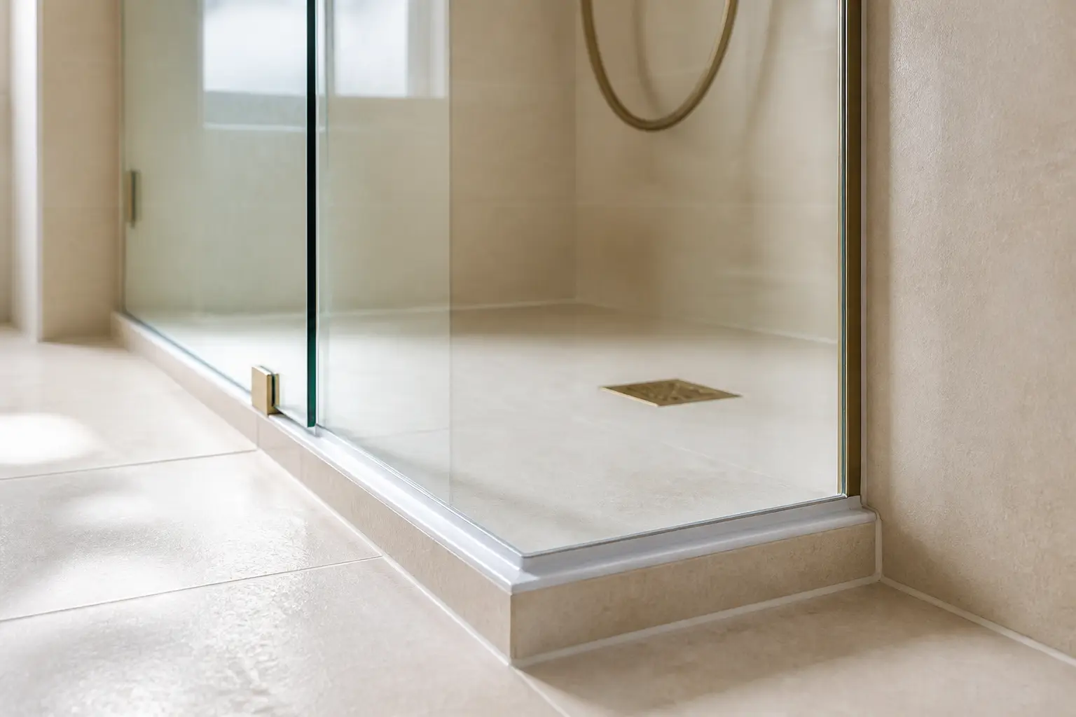 Clean new silicone seals around a frameless glass shower