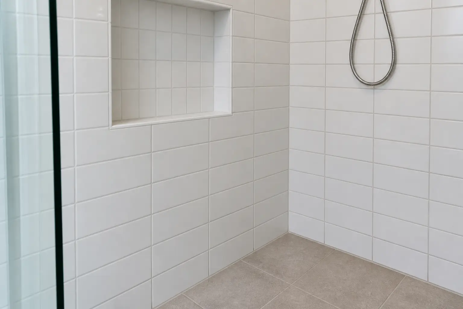 Example shower with fresh, uniform grout lines
