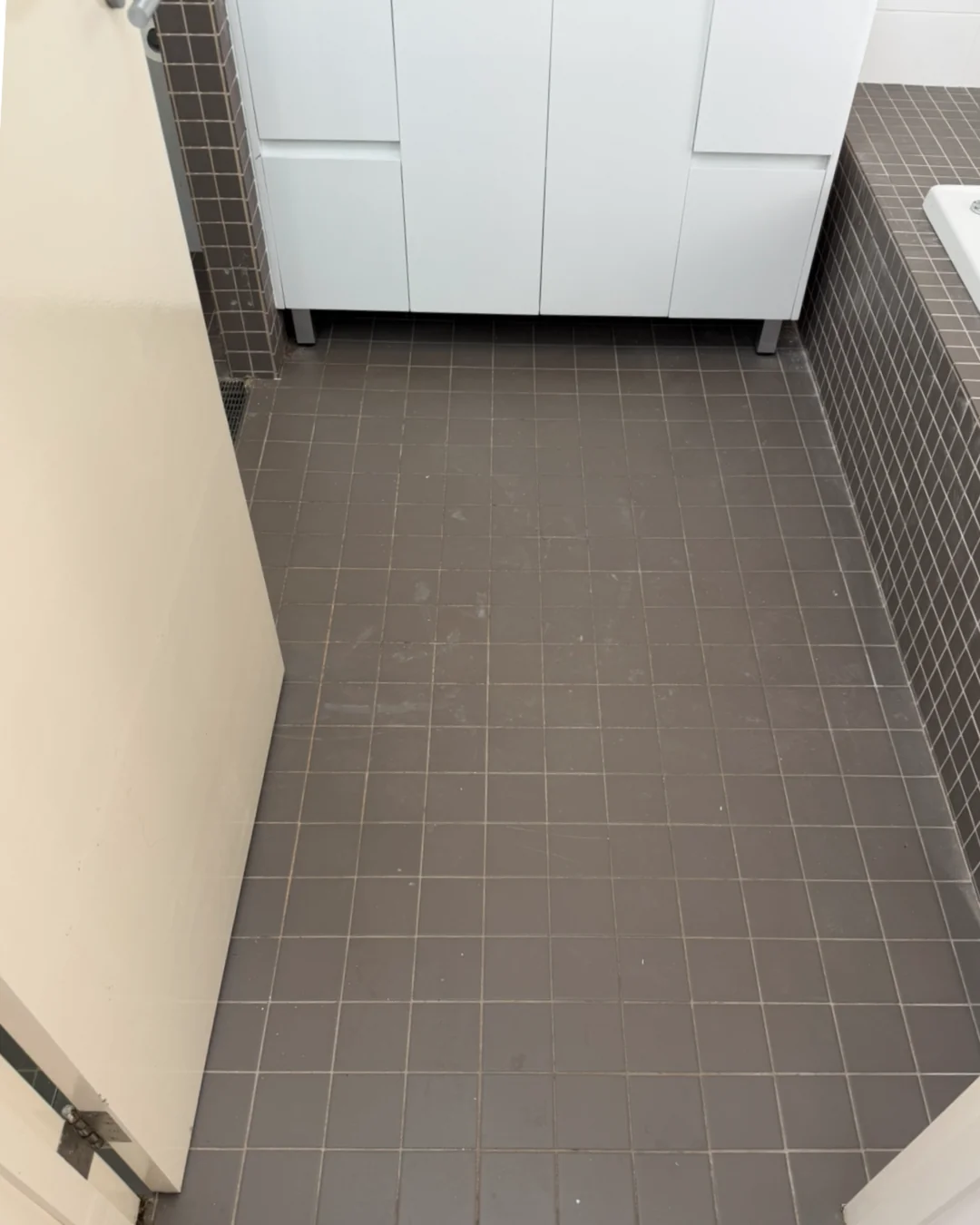 Tiled surface before restoration