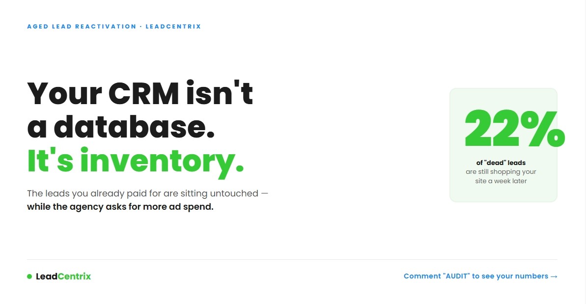 Your CRM isn't a database.  It's Inventory