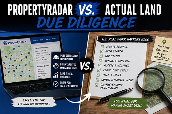 PropertyRadar compared with land due diligence process for vacant land investing PropertyRadar compared with land due diligence process for vacant land investing