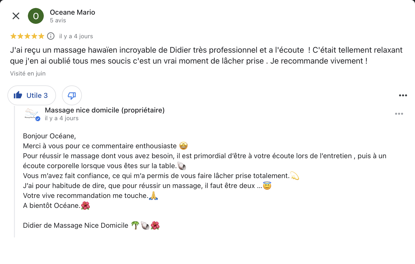 Massage nice domicile