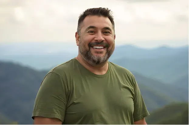 Smiling man on a weight loss journey
