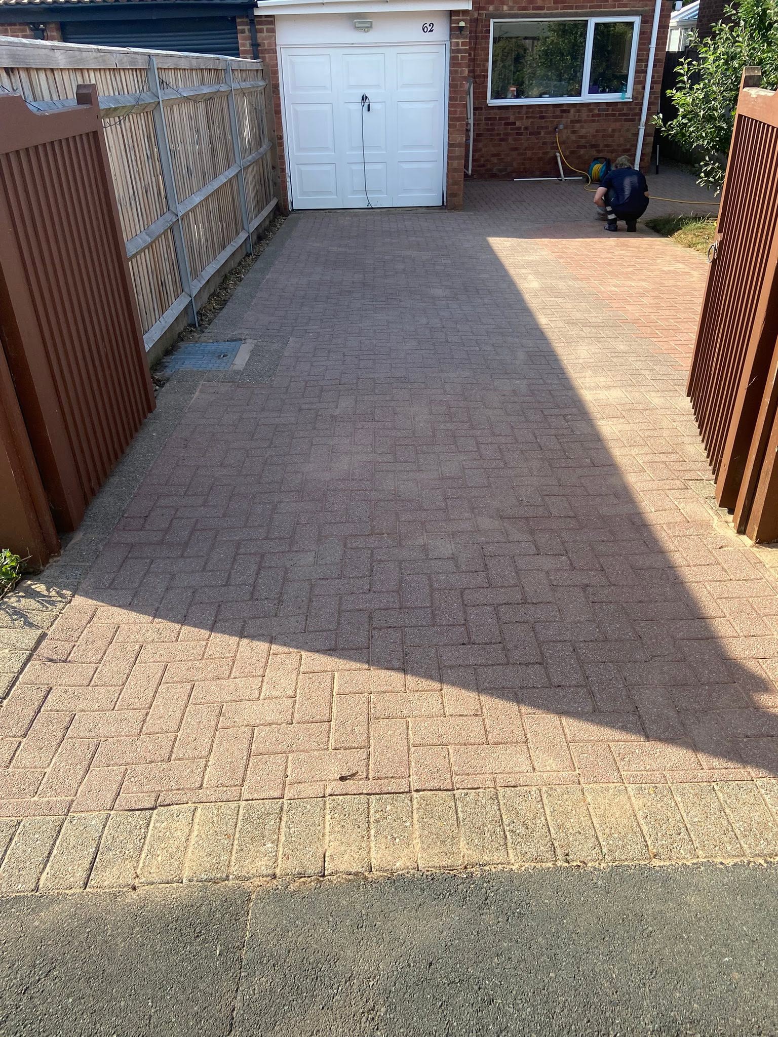 Block paving driveway in Gloucestershire after deep pressure washing and restoration by Glevum Hydro