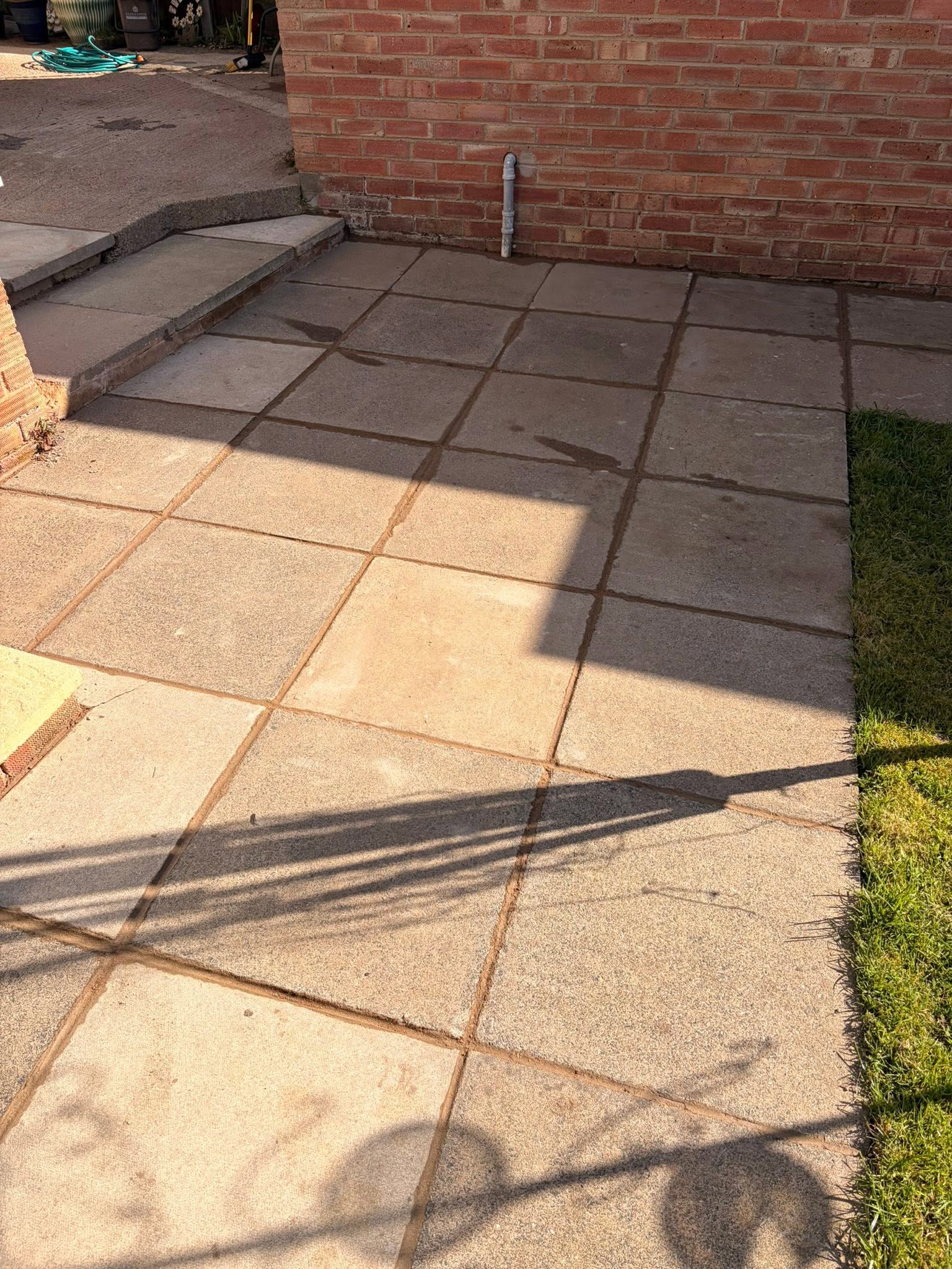 Patio in Gloucester after deep clean, de-weeding and re-grouting by Glevum Hydro