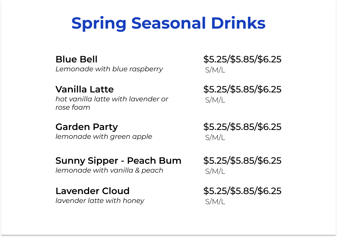 Spring Seasonal Drinks