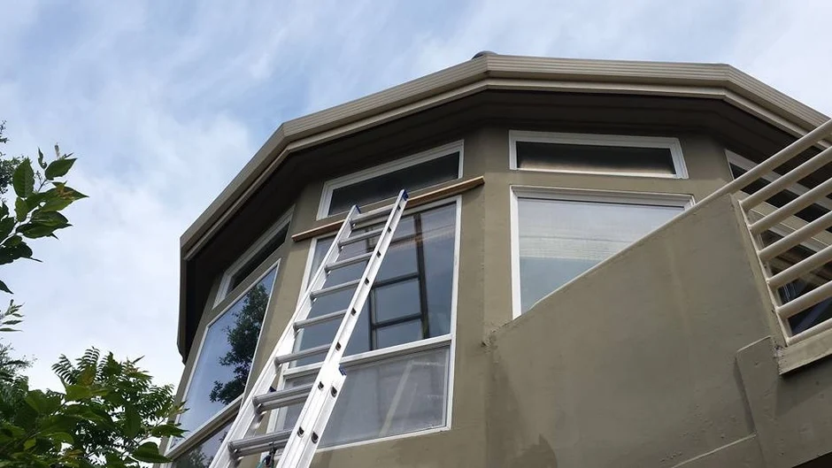 Second-story exterior window installation