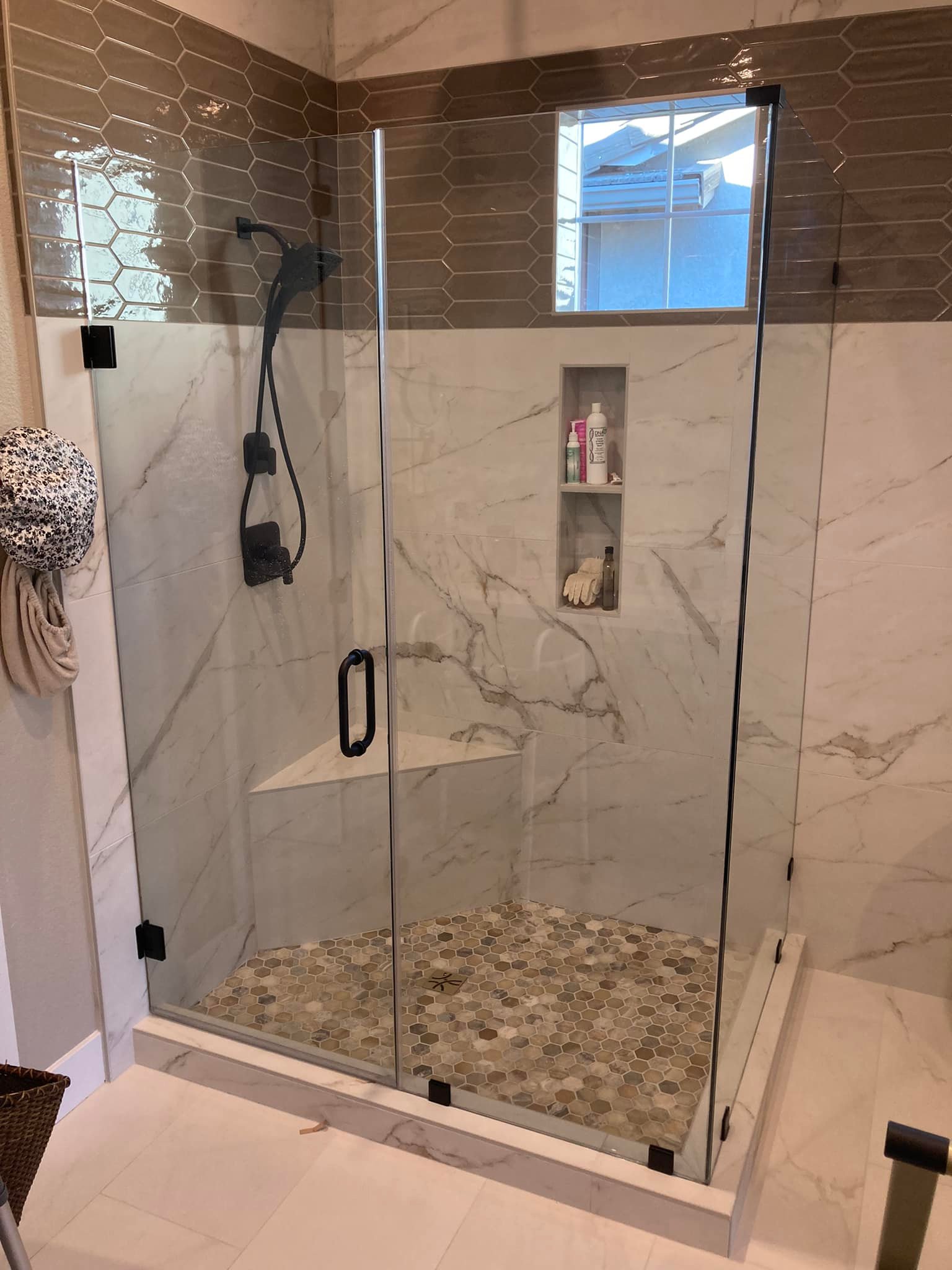 Custom shower glass installation