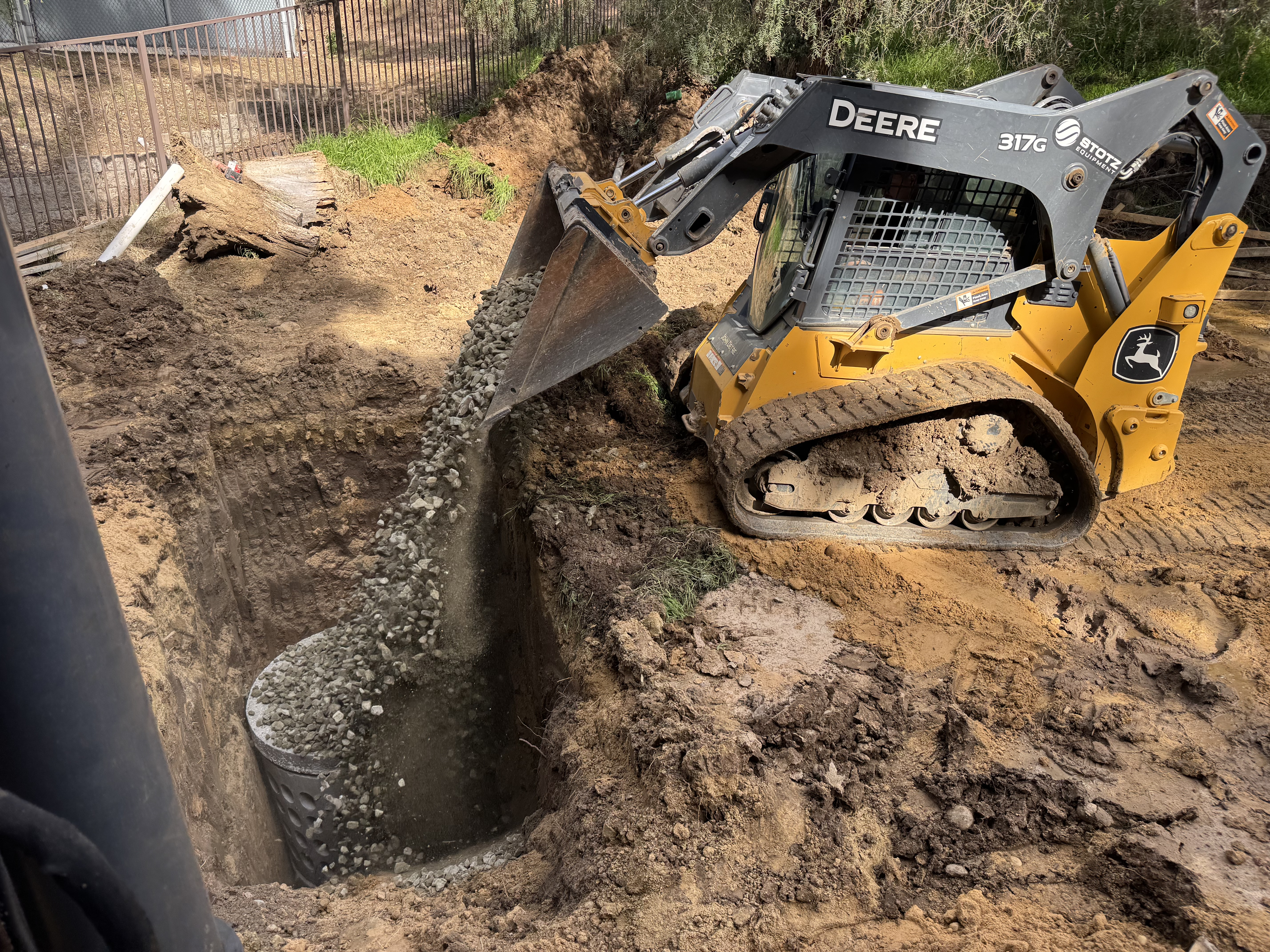 A&J Septic Services pumping truck on residential job in Riverside