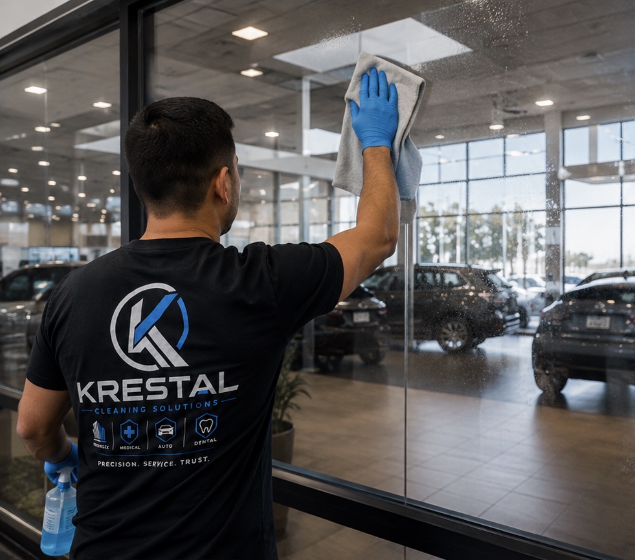 Streak-free interior windows cleaned at an auto dealership in Rocklin, CA