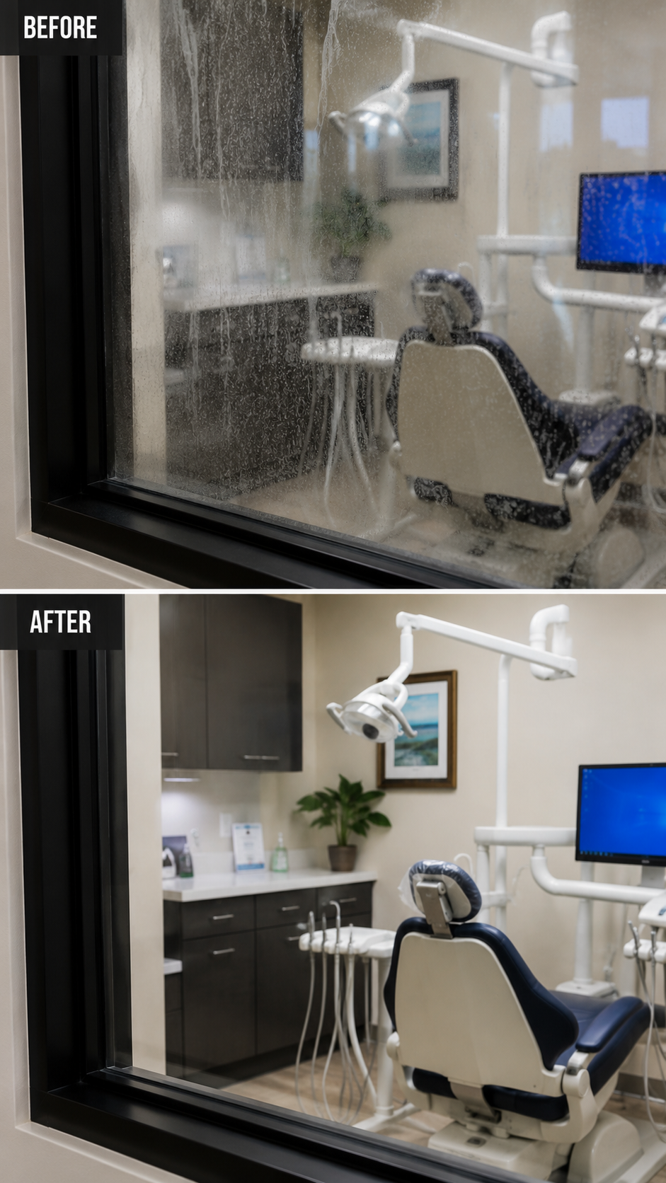 Dental office window cleaning by Krestal in Roseville, CA