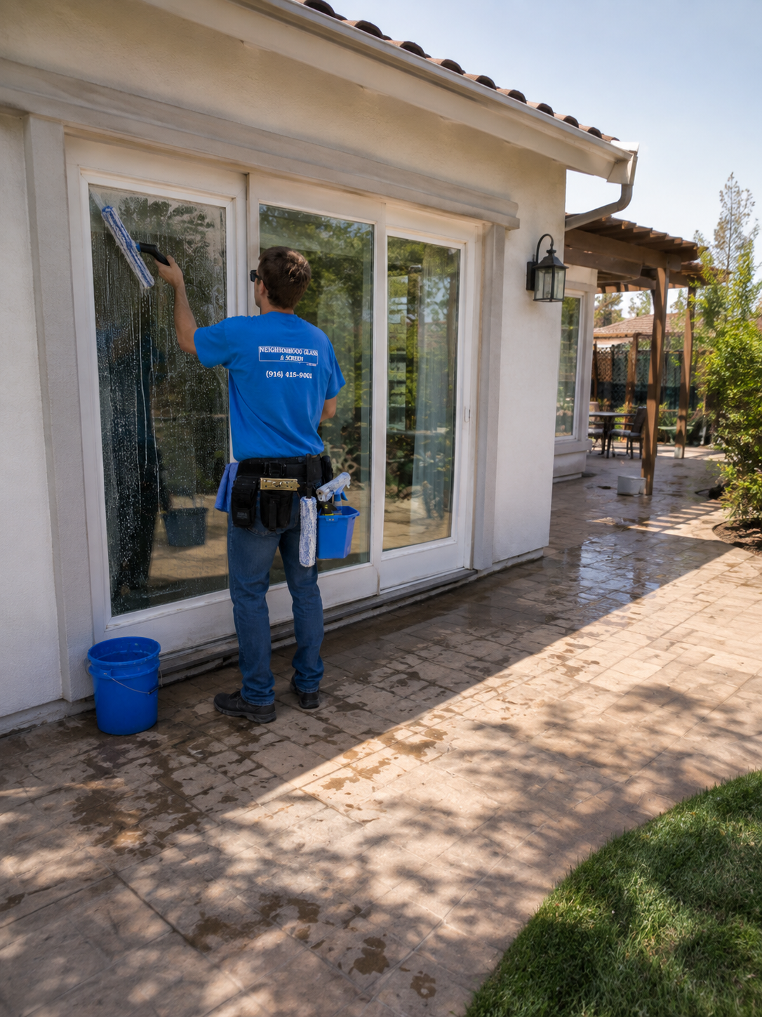 Window washing service, interior and exterior glass, Rocklin CA