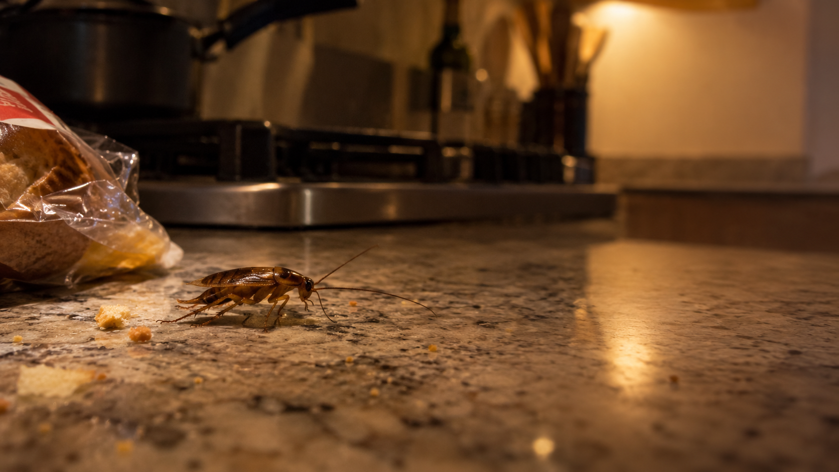 Cockroach found inside a West Palm Beach kitchen — Empire Pest Defense