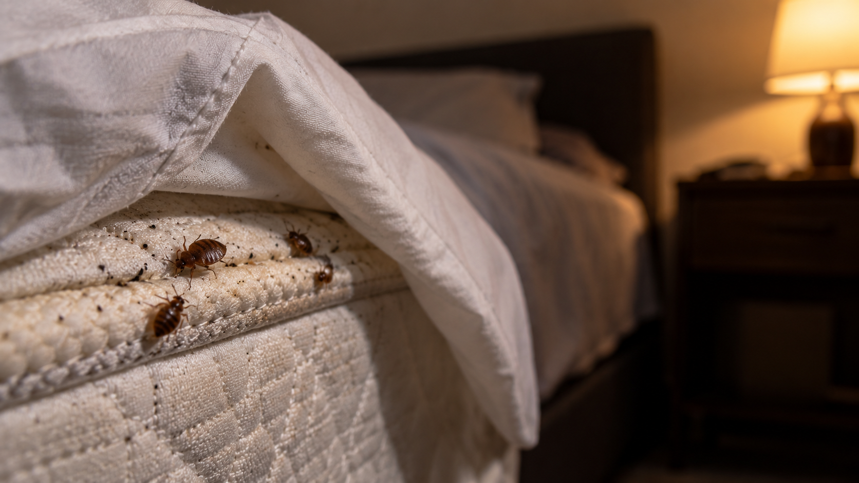 Bed bugs found along a mattress seam in a West Palm Beach home — Empire Pest Defense