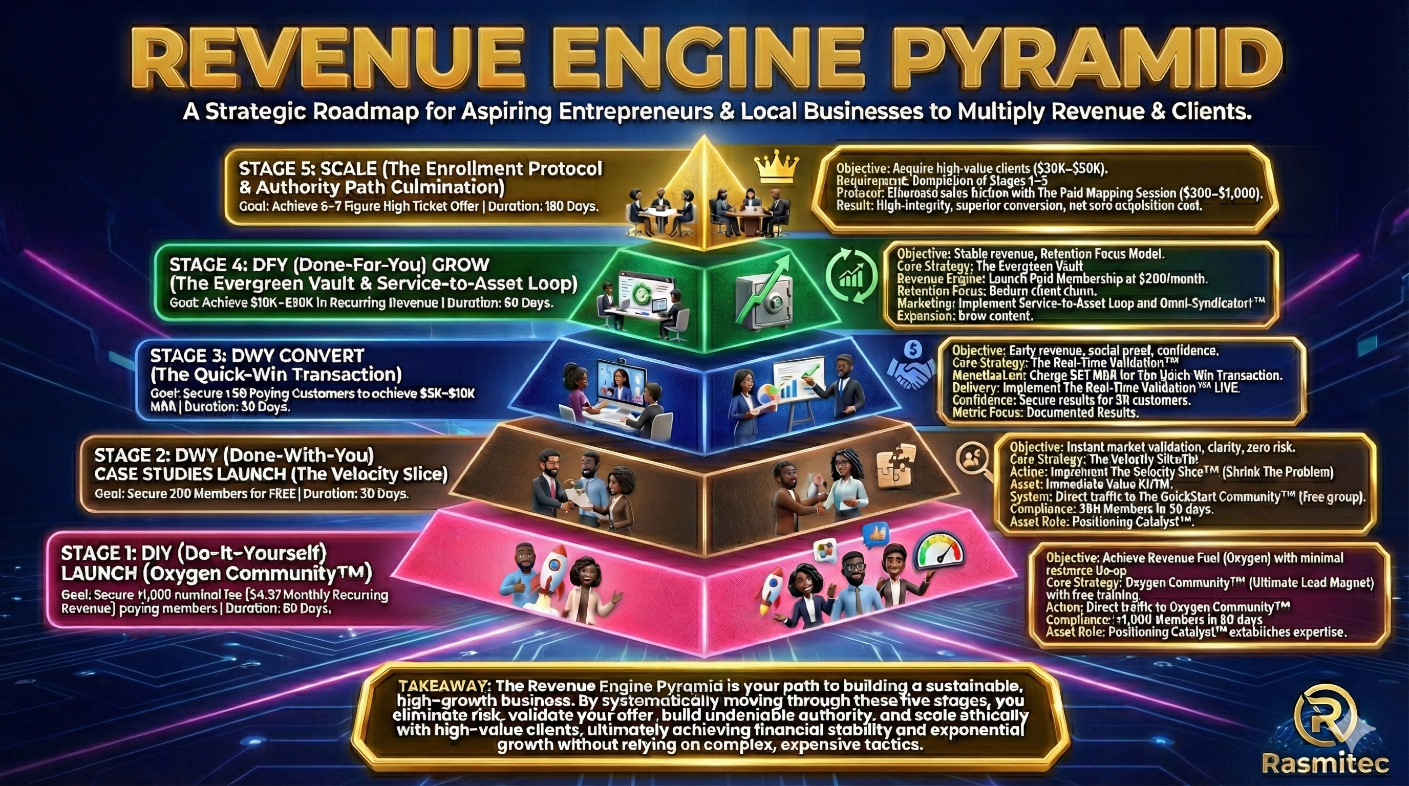 The Revenue Engine Pyramid — Engine 2 · 5-Stage Strategic Roadmap from DIY Launch to SCALE Enrollment Protocol