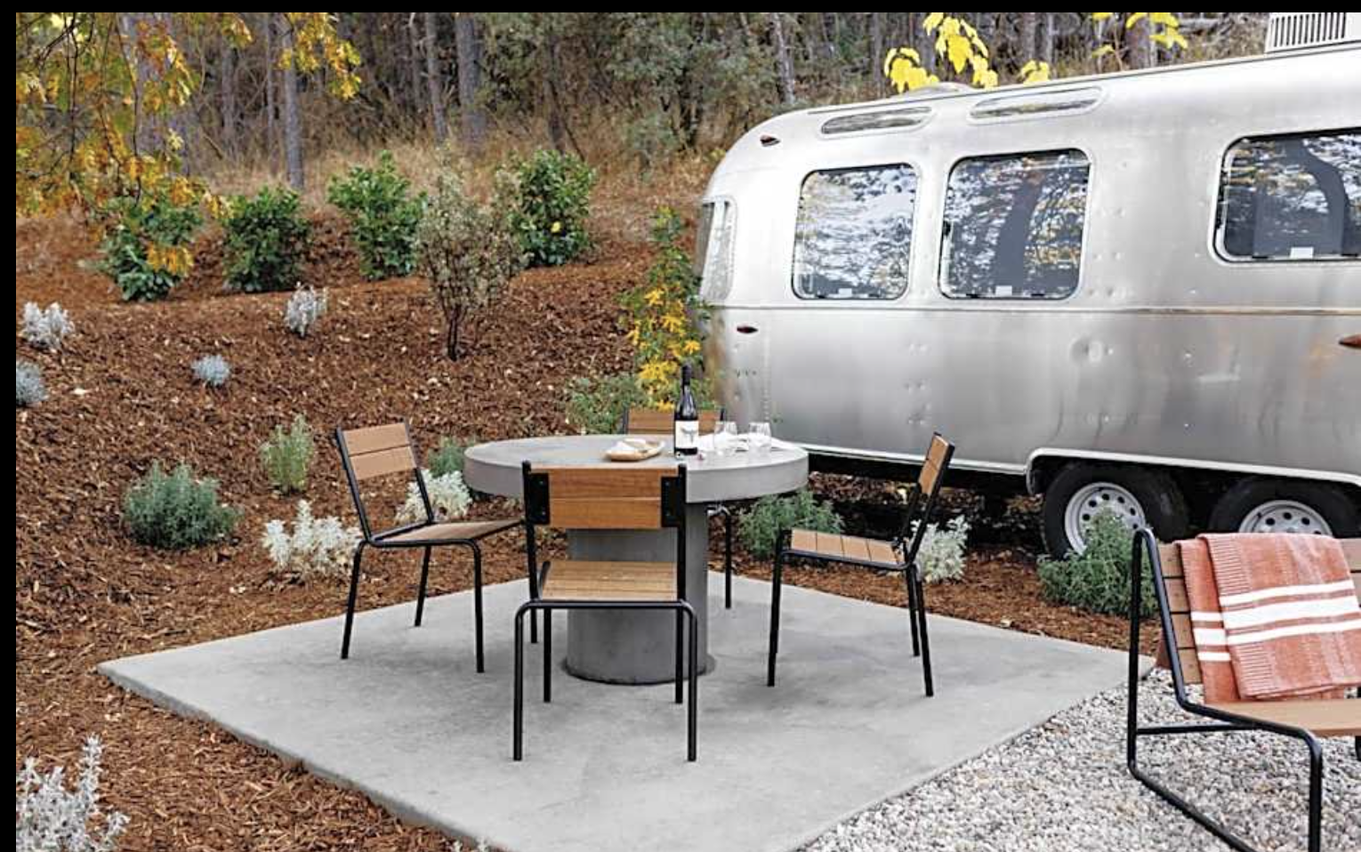 Airstream with a private patio at AutoCamp Yosemite
