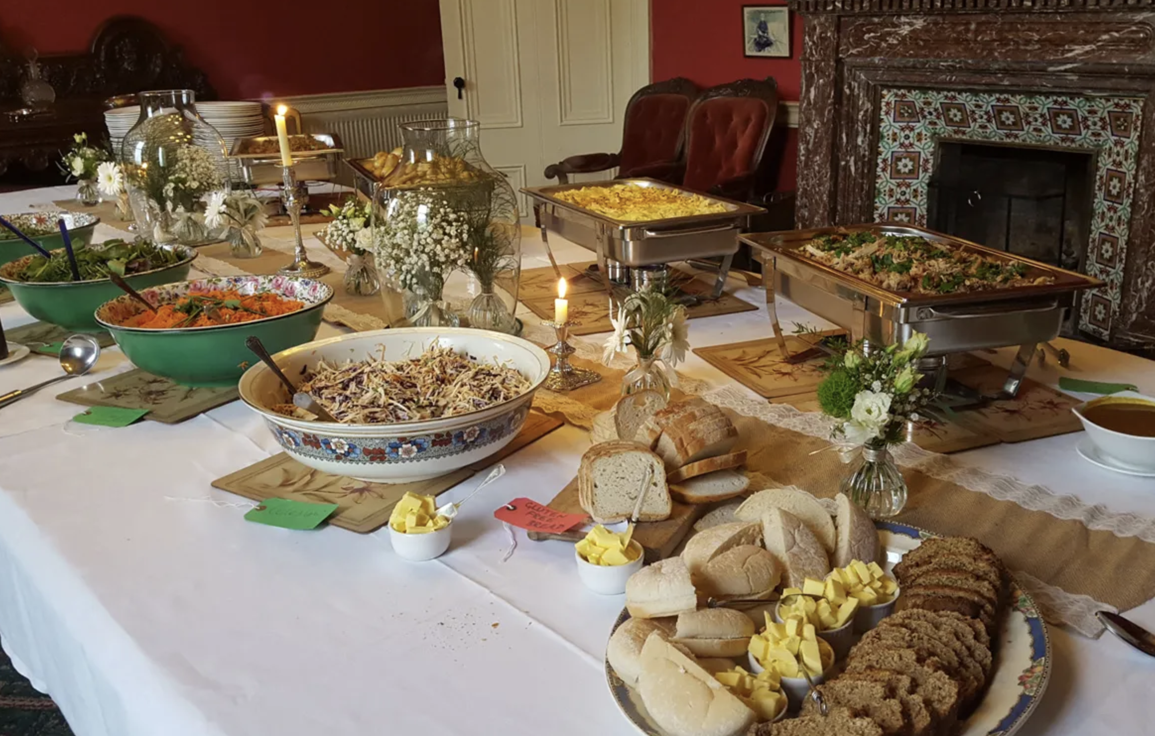 Catered spread at Temple House