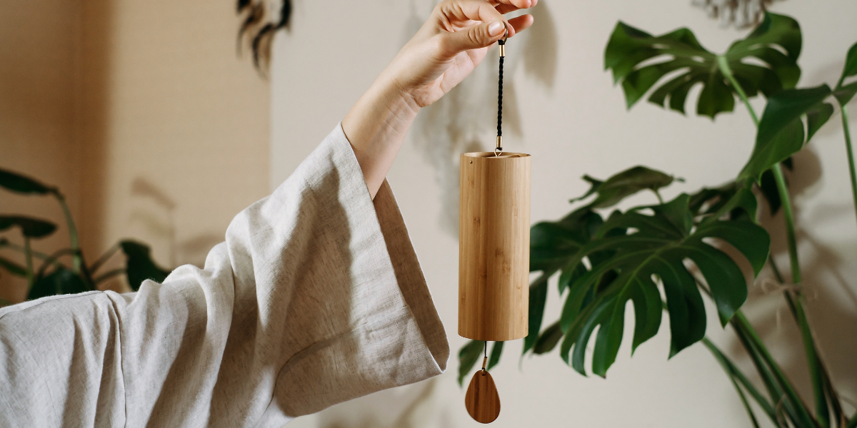 Koshi chime used in a calming sound bath session in Worcestershire