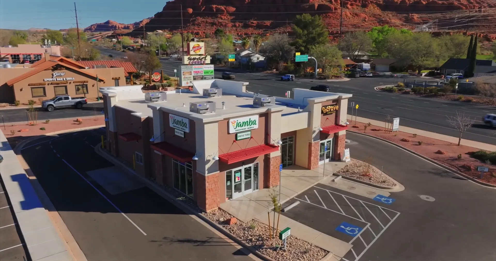 Crave Cookies and Jamba Juice drive-thru at Sunset Corner