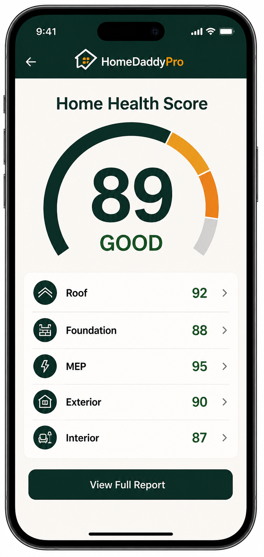 Your home's Home Health Score — every system rated