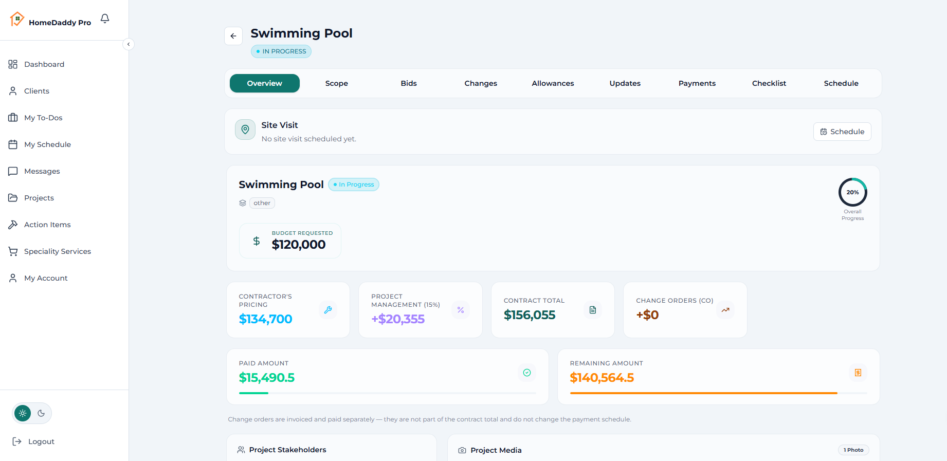 Project management built in mockup