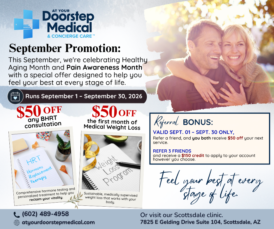 A smiling couple embracing outdoors, representing healthy aging and vitality