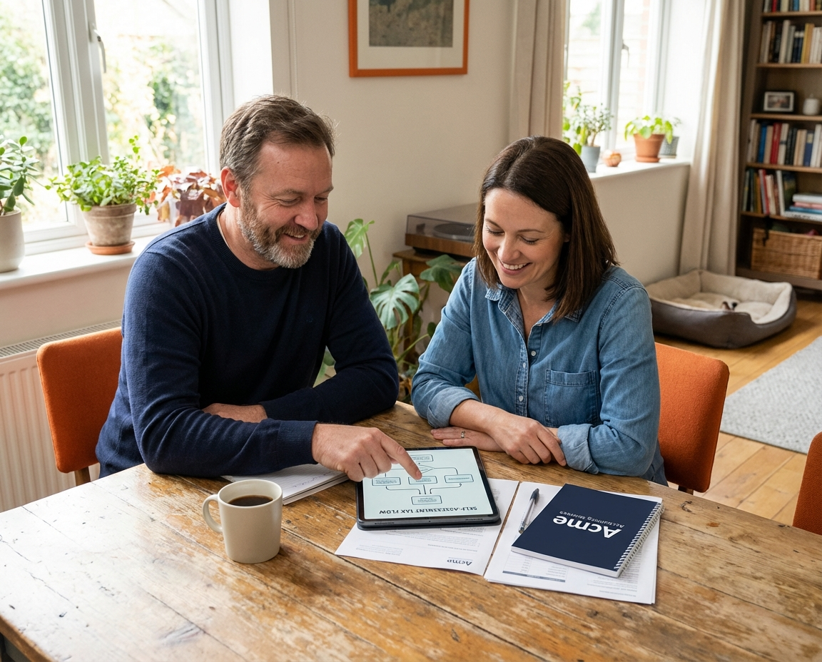 Ben Kennell, self assessment tax return bookkeeper based in Ipswich Suffolk, working at desk
