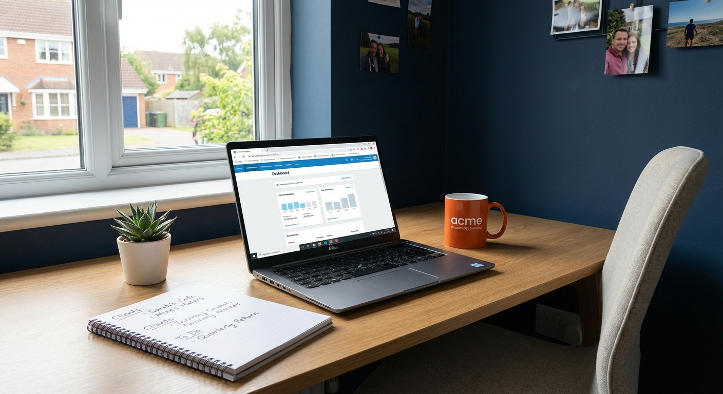 Small business owner at a desk reviewing financial records and wondering whether to hire a bookkeeper