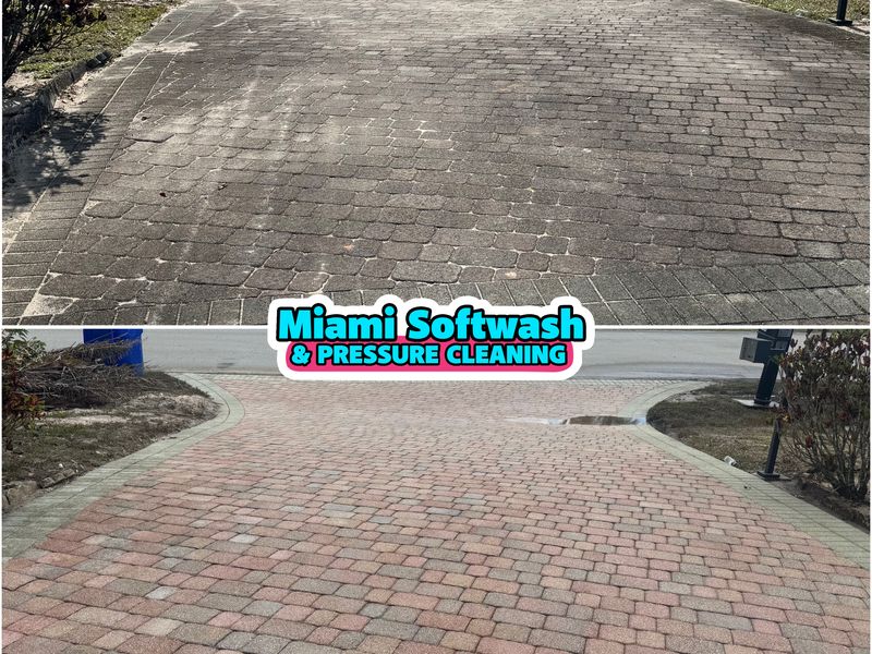 Before and after driveway cleaning