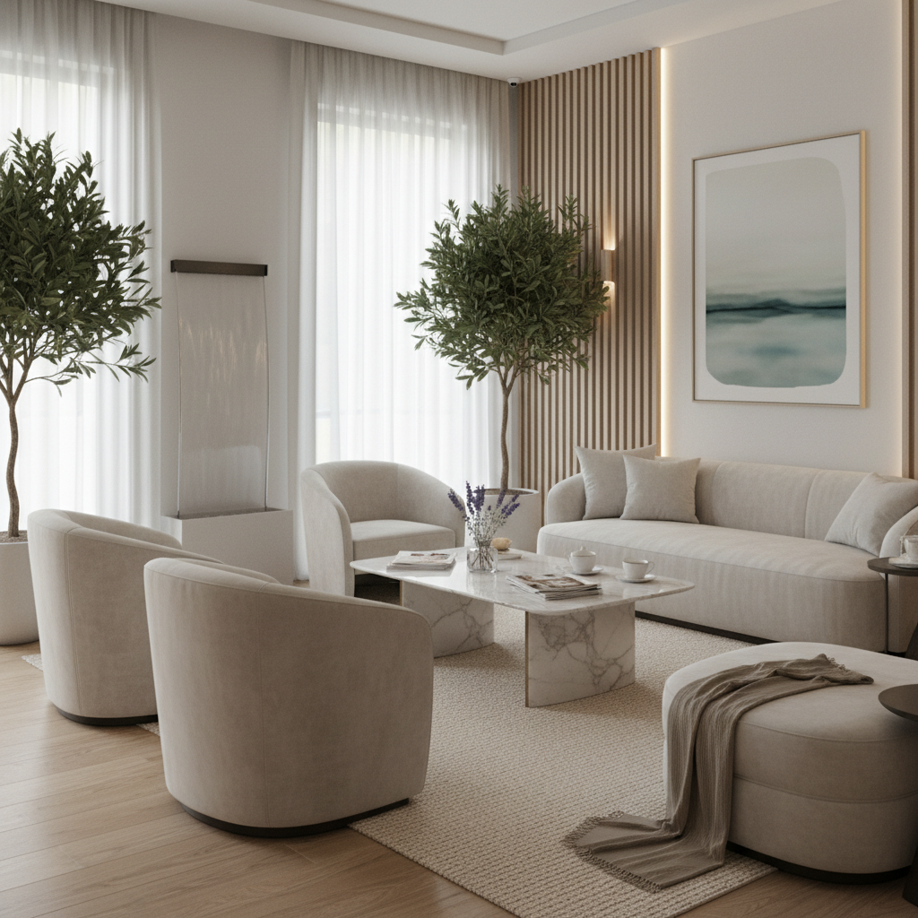 relaxing lounge for esthetics salon