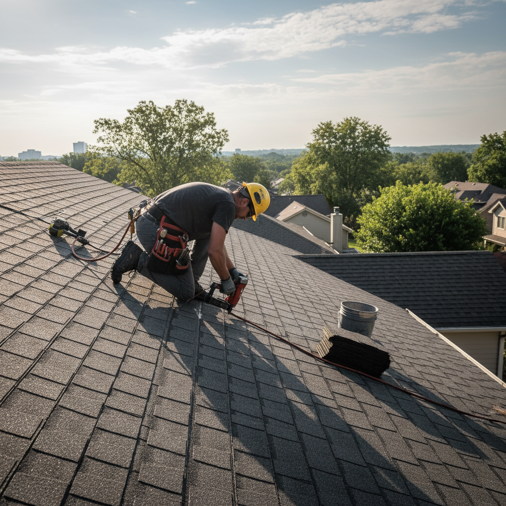 Summit Ridge roofer at work