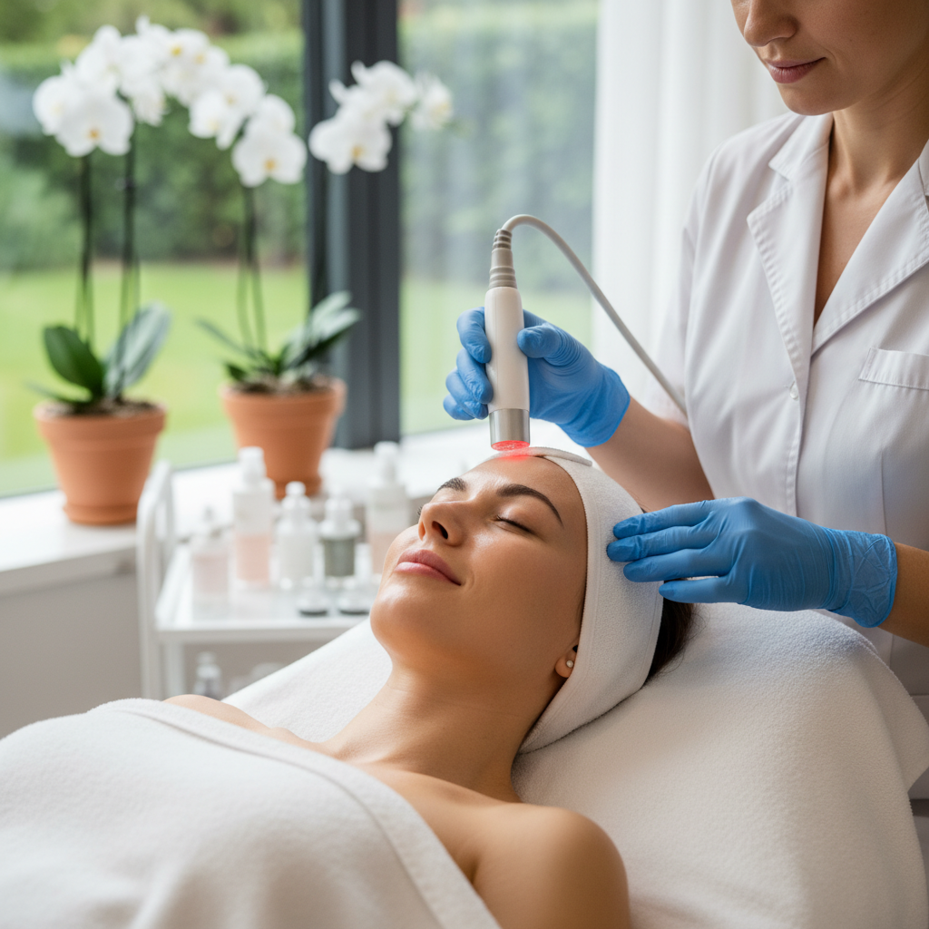 woman getting an estetic skin service