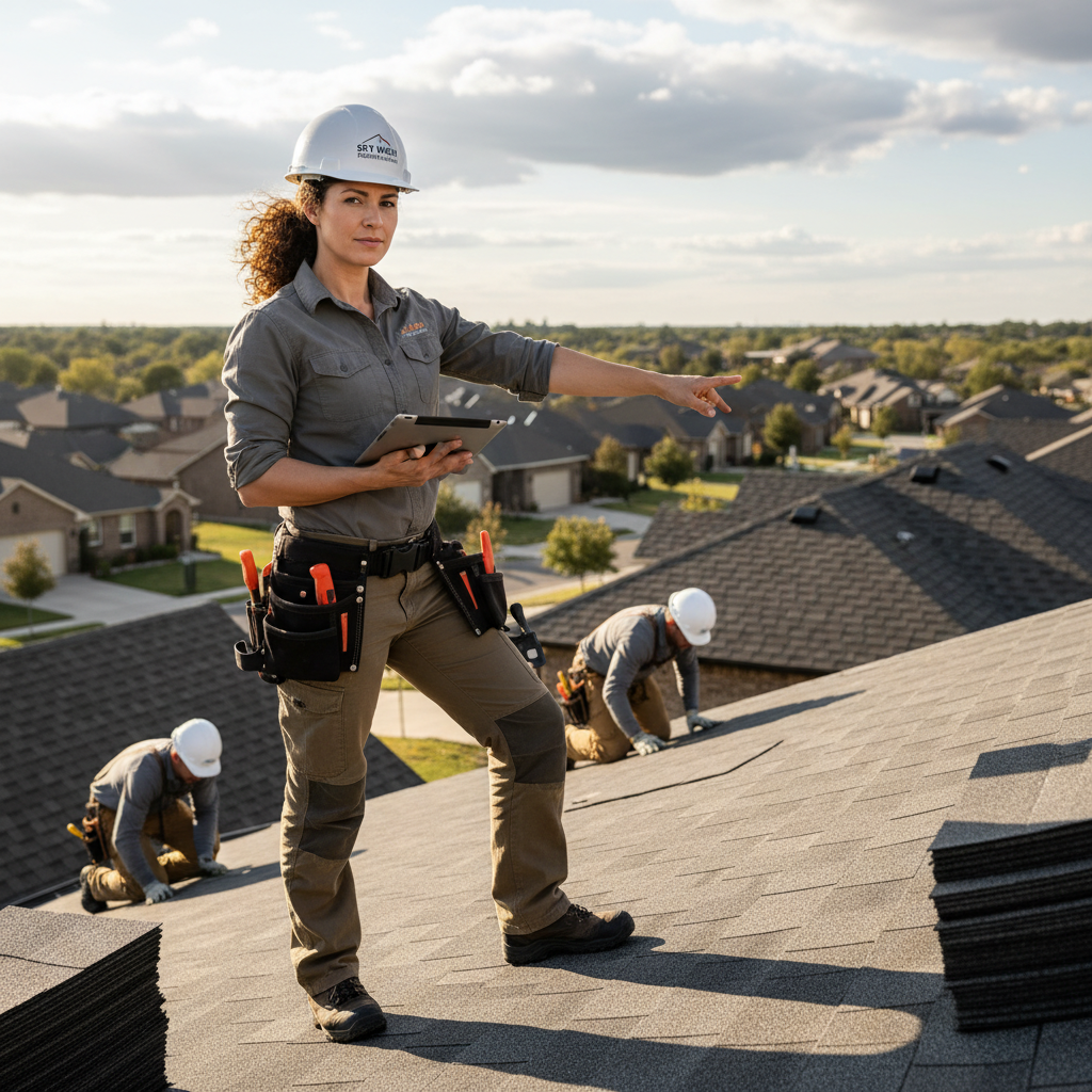 female roofing company owner