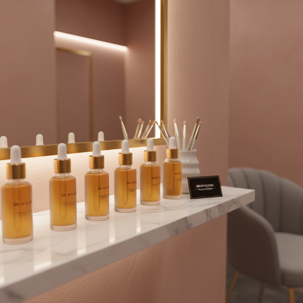 detail shot, product or decor inside a brow bar