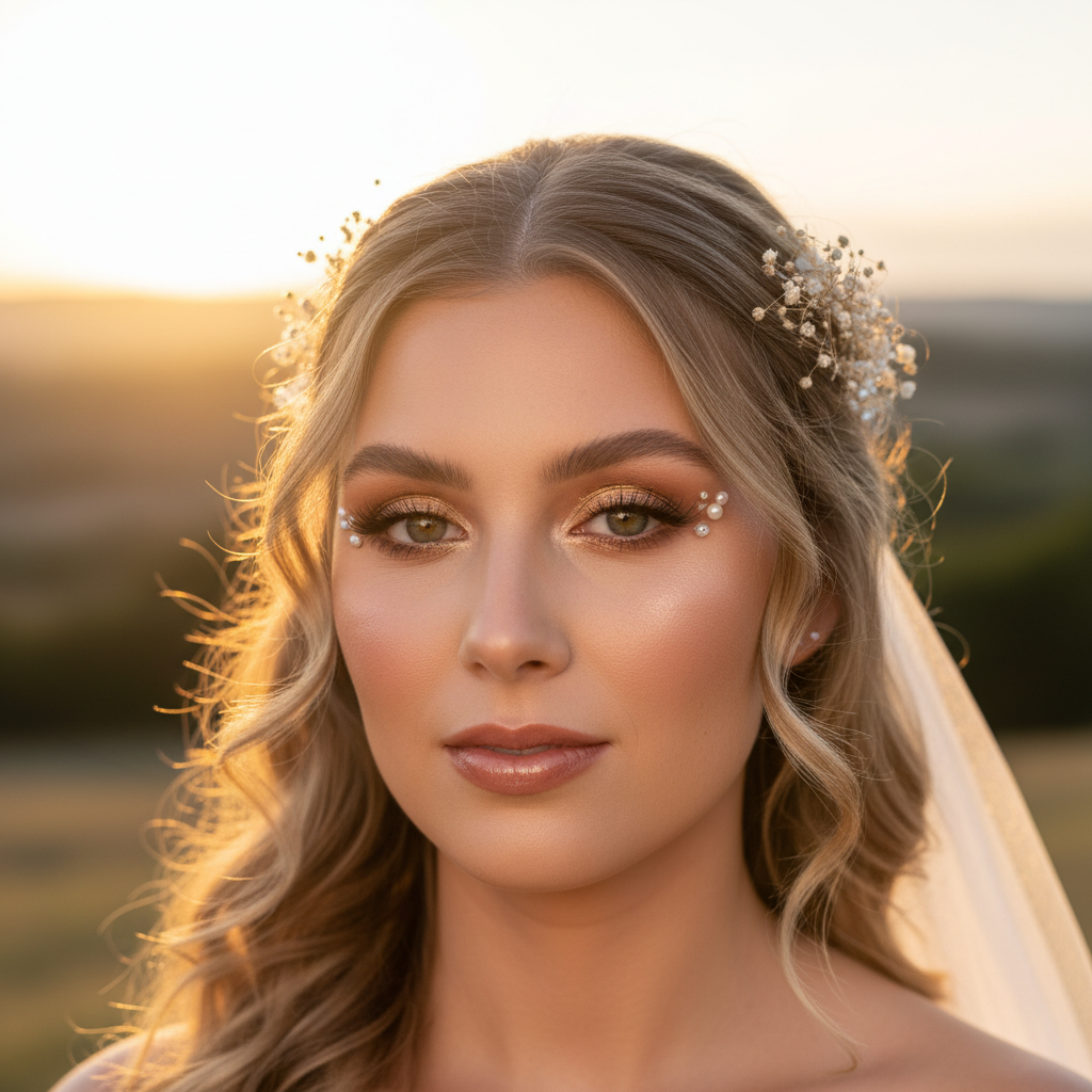 Golden hour bridal makeup