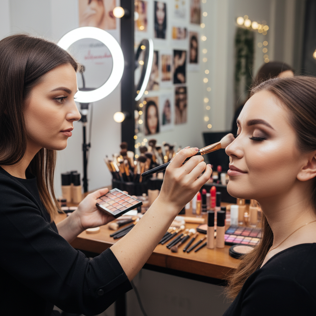 Makeup artist at work